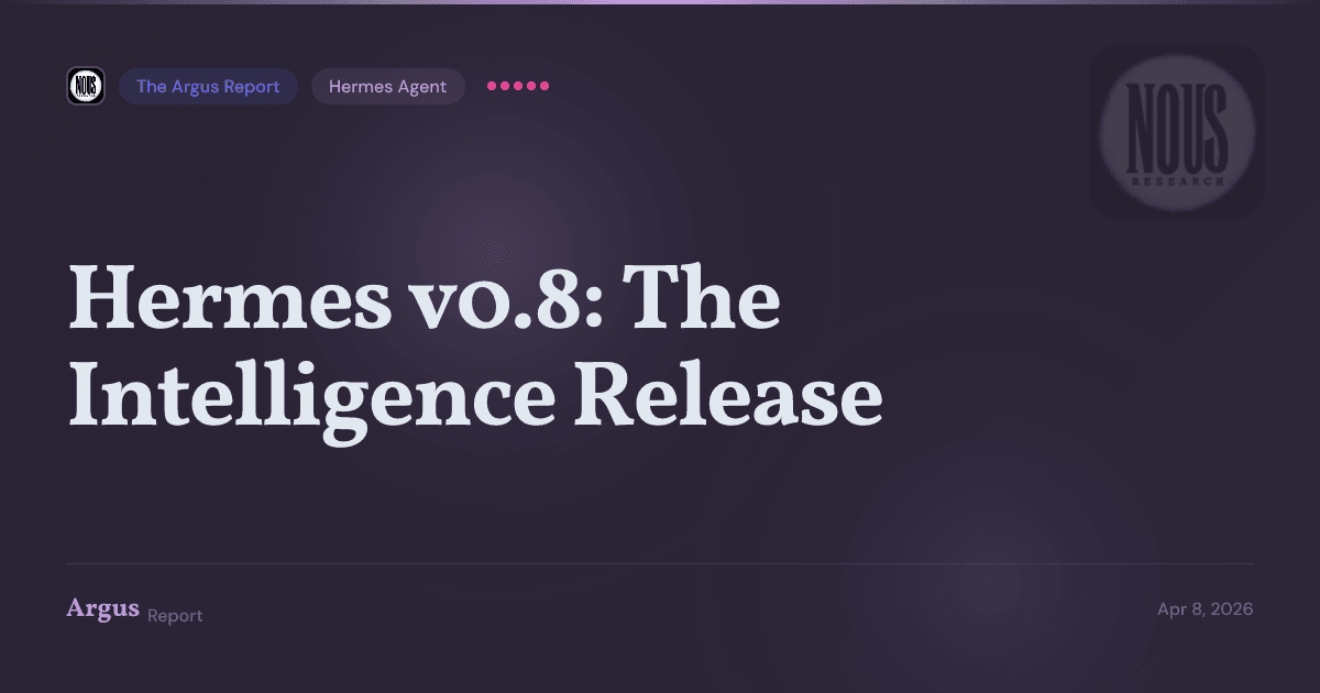 Hermes Agent v0.8.0 ships with 209 merged PRs, free MiMo v2 Pro, and MCP OAuth 2.1